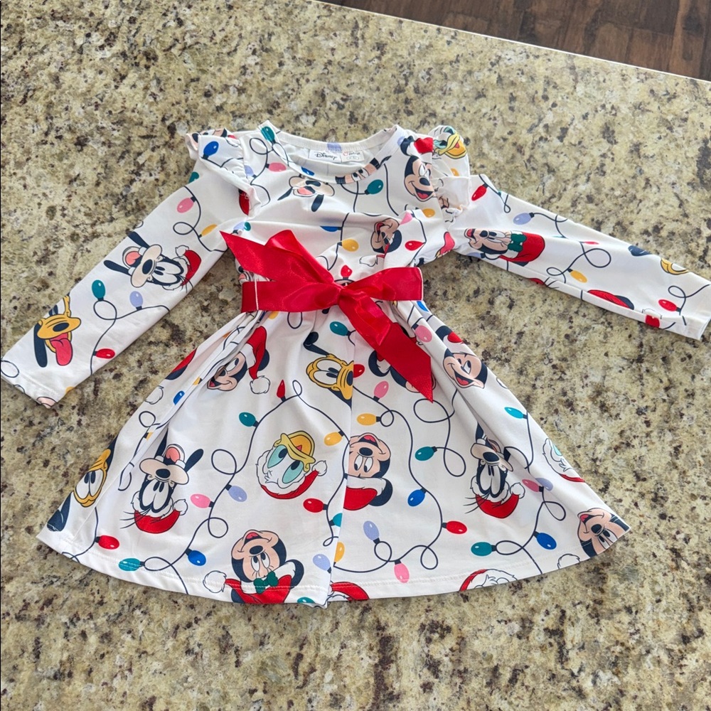 Disney Christmas Dress with Red Bow